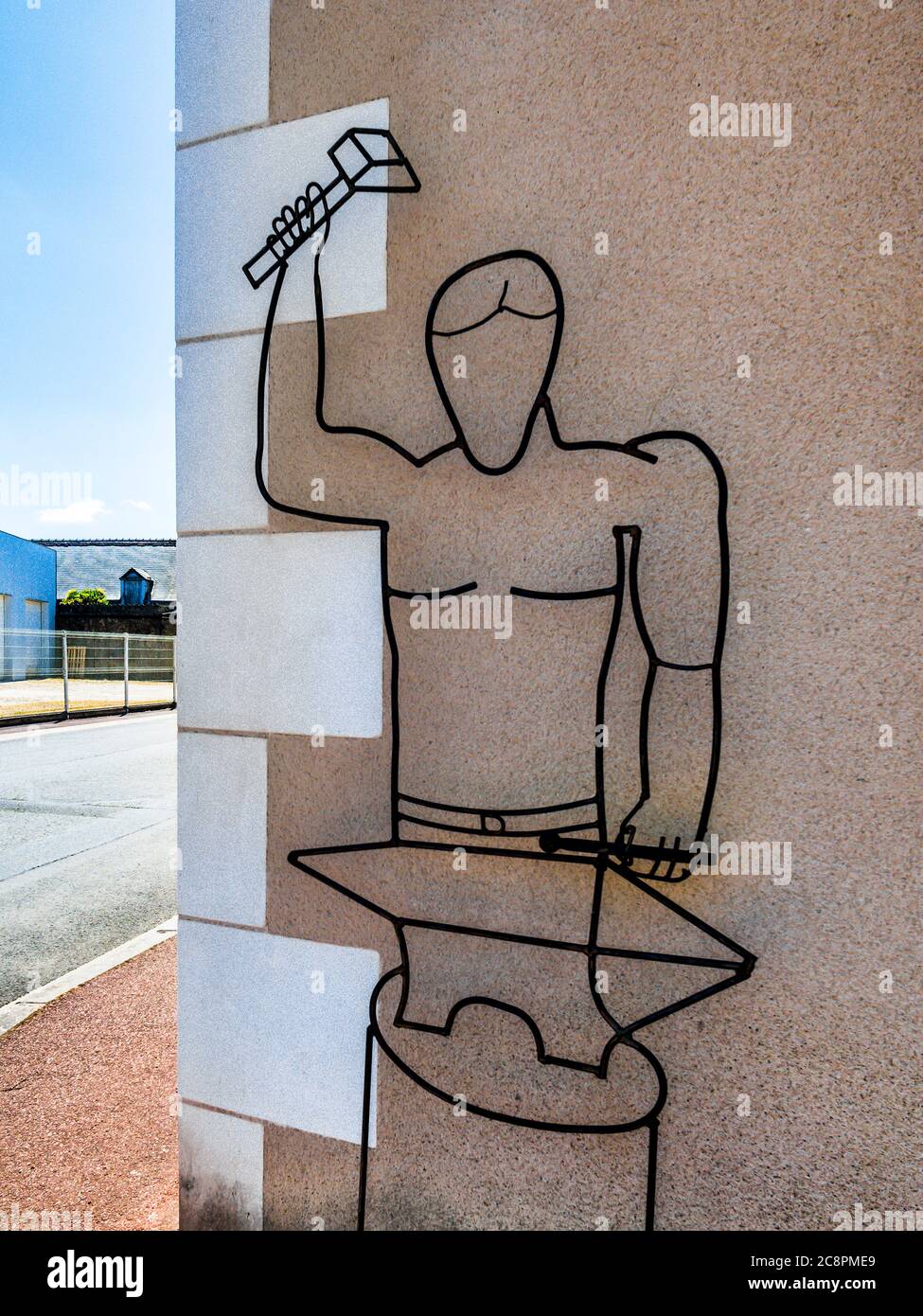 Hand-made metal sign for artisan metal worker - Saint-Senoch, Indre-et-Loire, France. Stock Photo