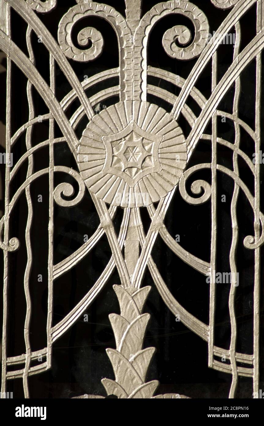 Art Deco design of exterior detail on building on Wilshire Blvd. in Los Angeles, CA Stock Photo