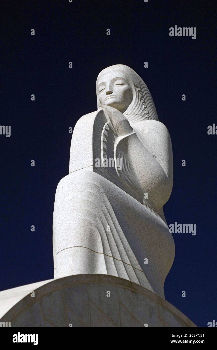 Art Deco statue at ornamental fountain at entrance to the Hollywood Bowl, in Los Angeles, CA. Stock Photo