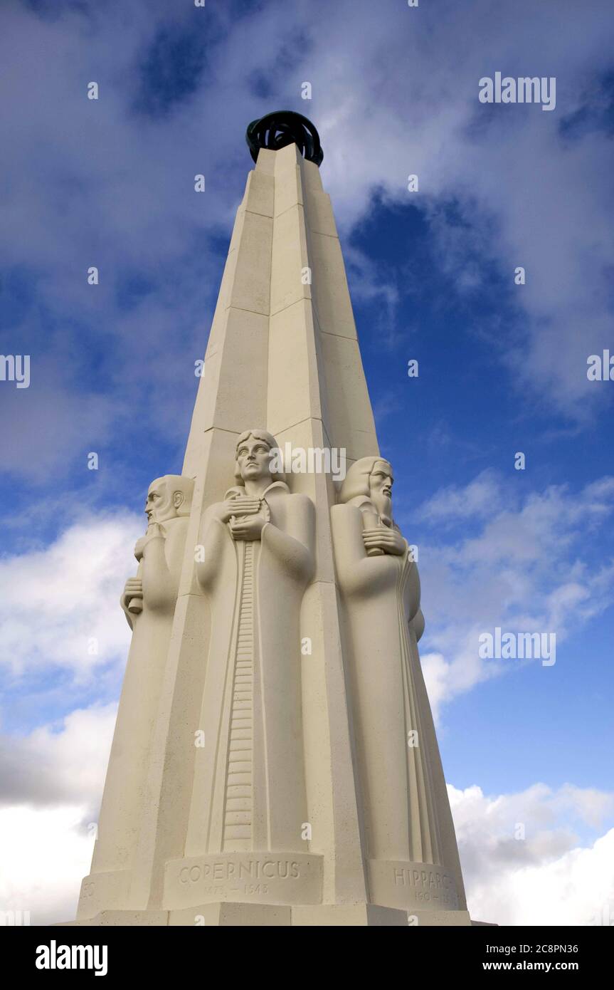 The Asatronomers Monument at Griffith Park Observatory in Los Angeles, CA Stock Photo