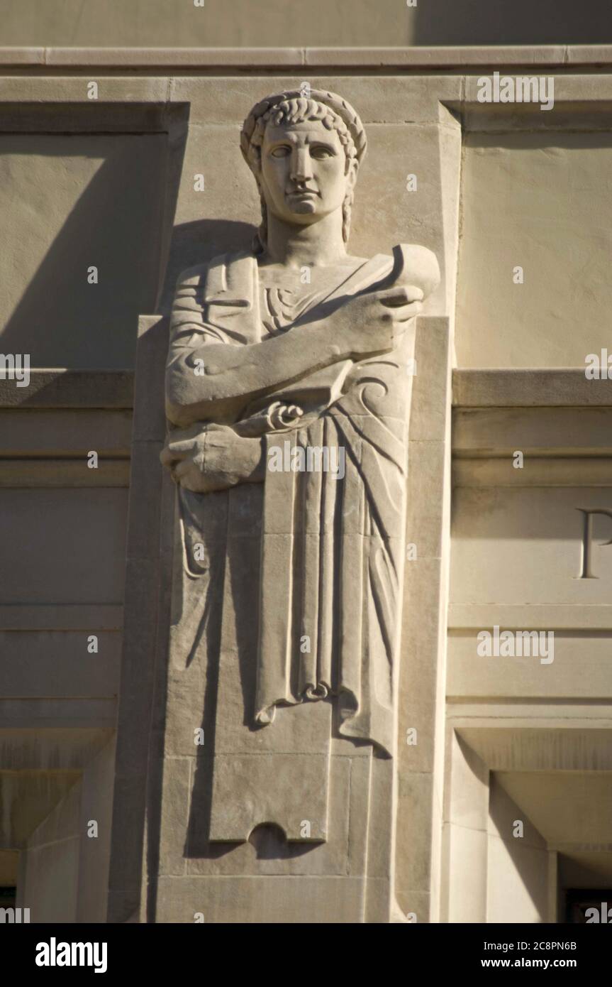 Ornamental sculpture on exterior of Art Deco Central Library in ...