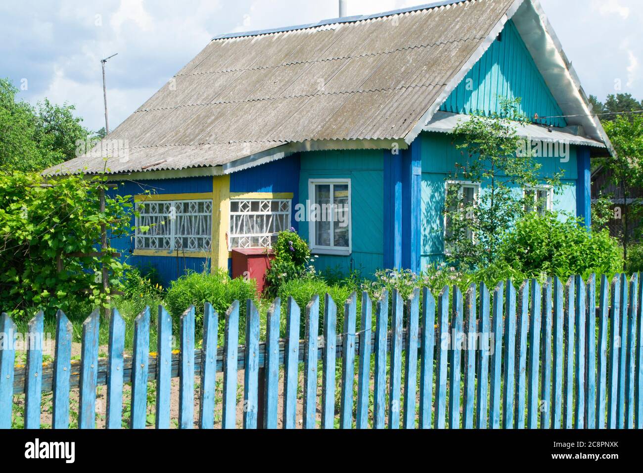 Old wooden russian house belarus hi-res stock photography