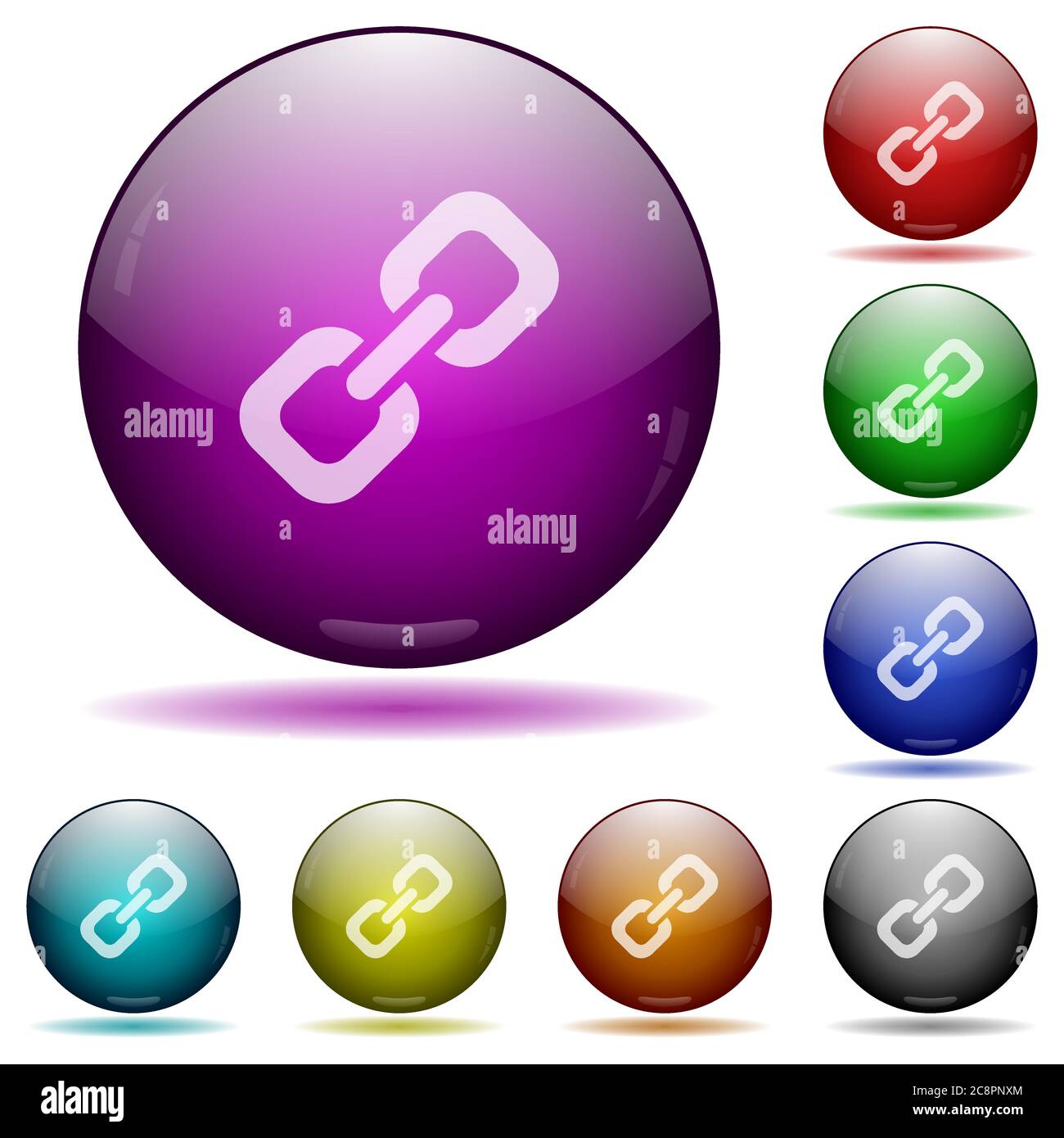 Set of color link glass sphere buttons with shadows Stock Vector Image ...