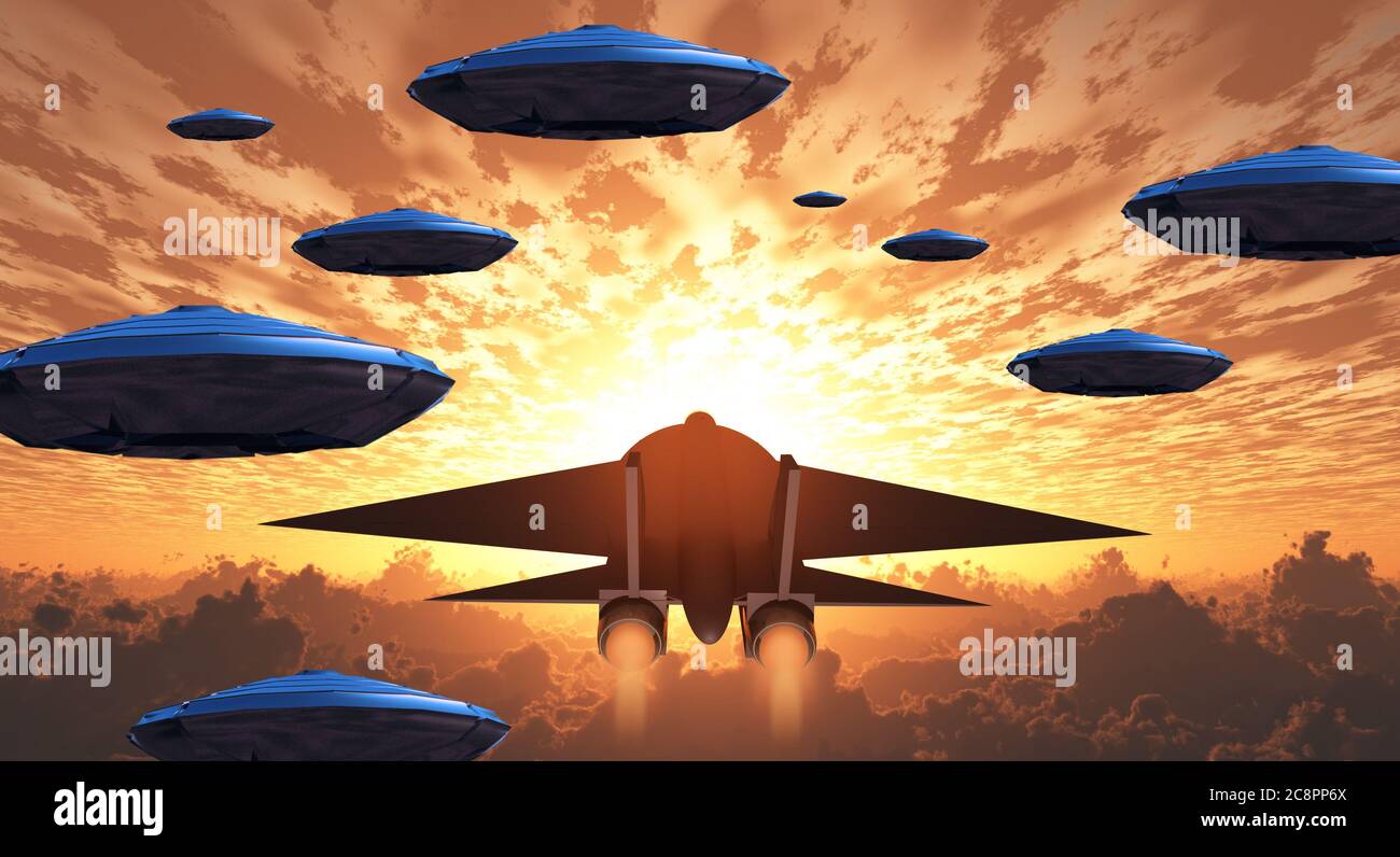 Aircrafts and UFO Stock Photo