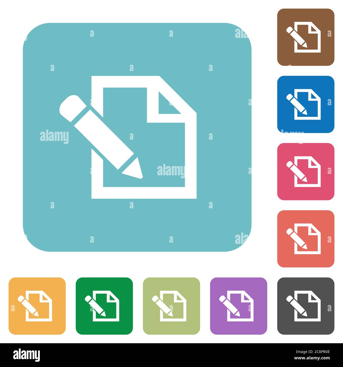 Flat edit icons on rounded square color backgrounds Stock Vector Image ...