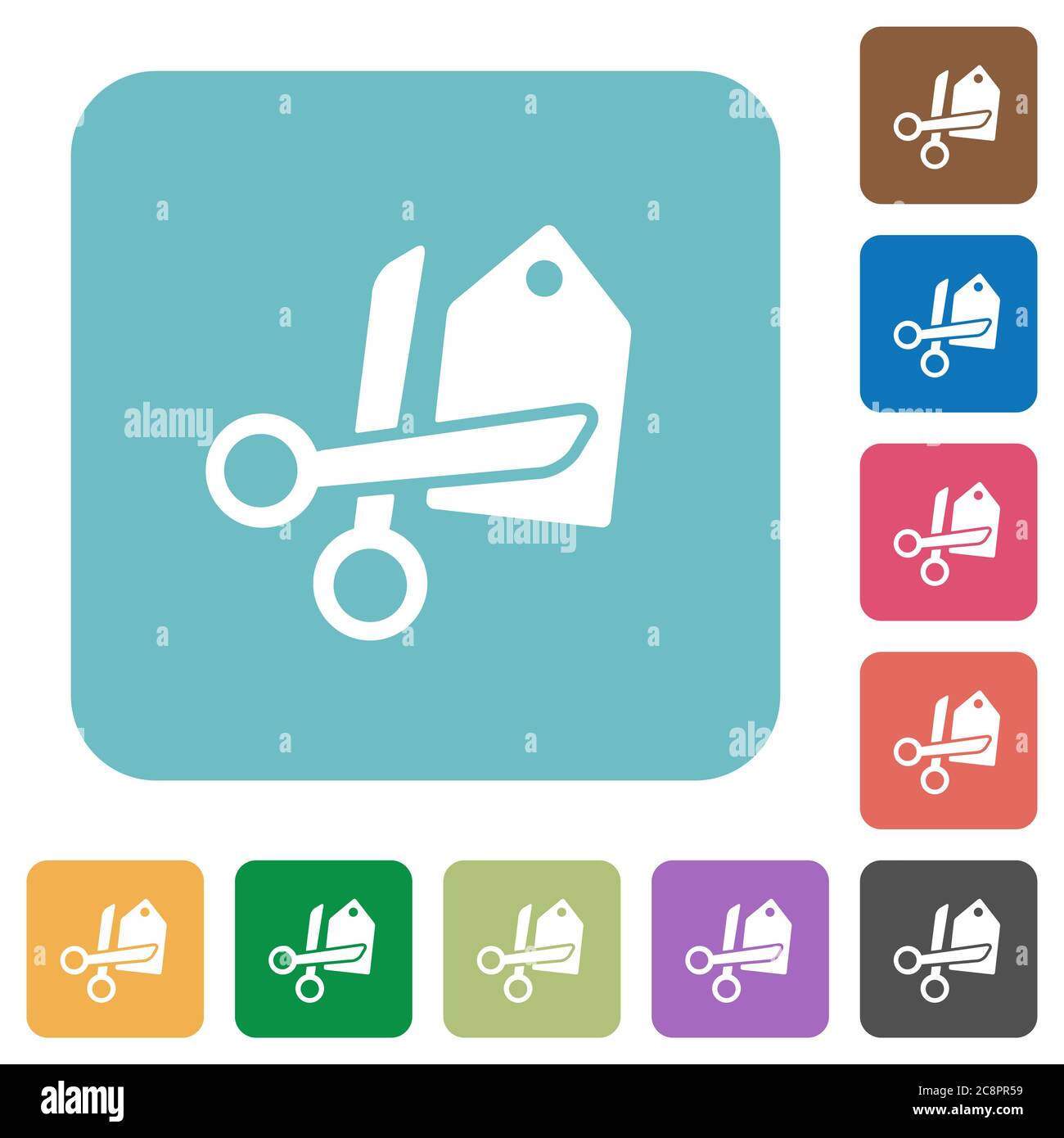 Flat price cut icons on rounded square color backgrounds Stock Vector ...