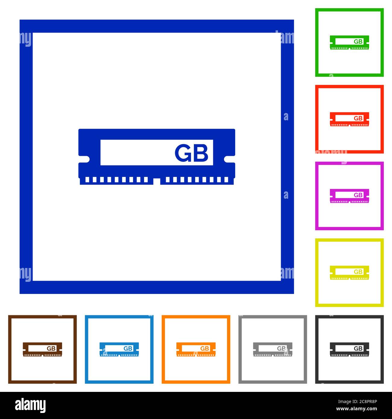 Set of color square framed RAM module flat icons Stock Vector Image ...