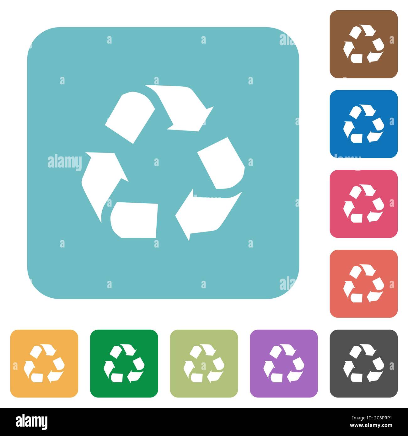 Flat recycling icons on rounded square color backgrounds Stock Vector ...