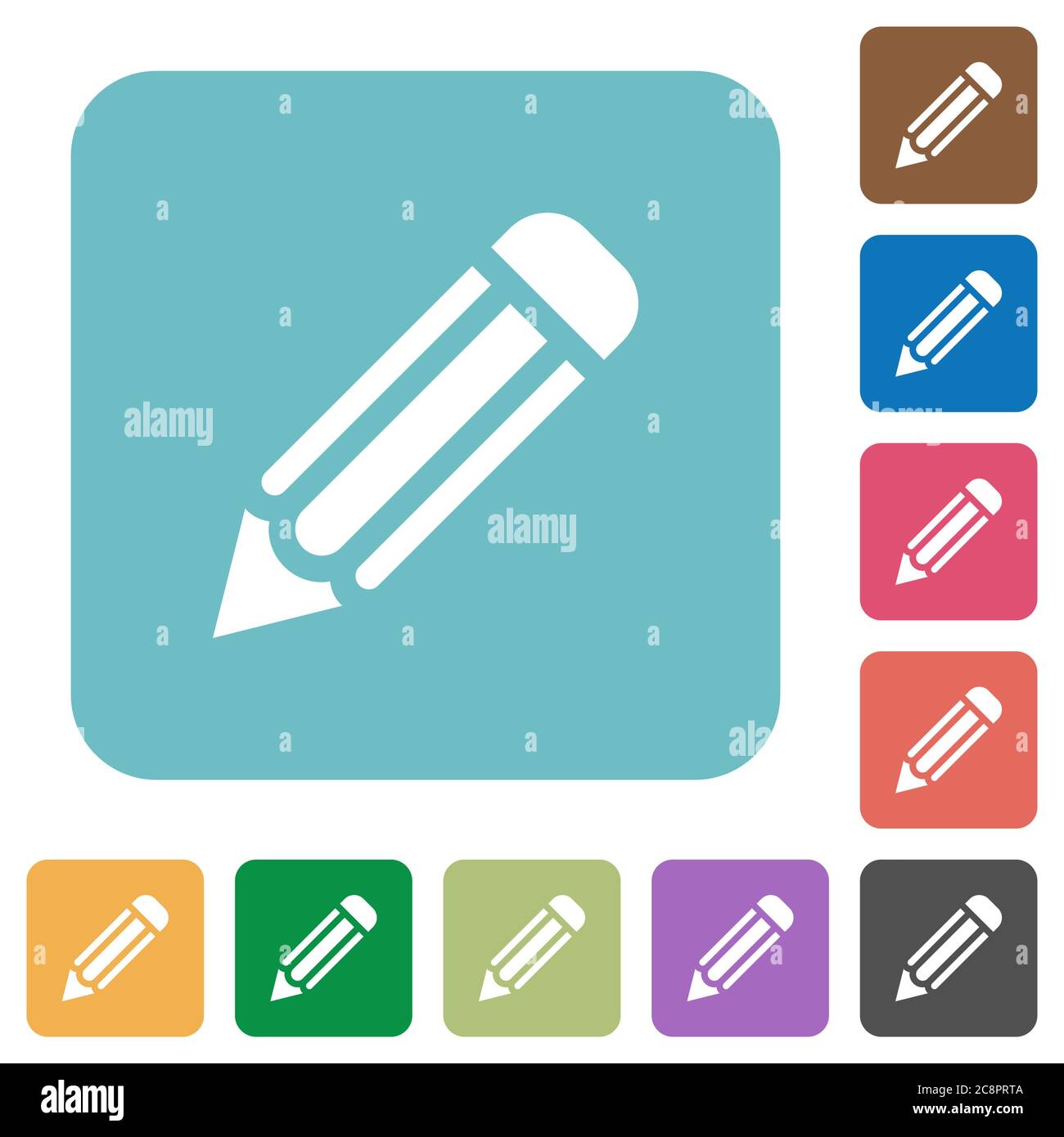 Flat pencil icons on rounded square color backgrounds Stock Vector ...