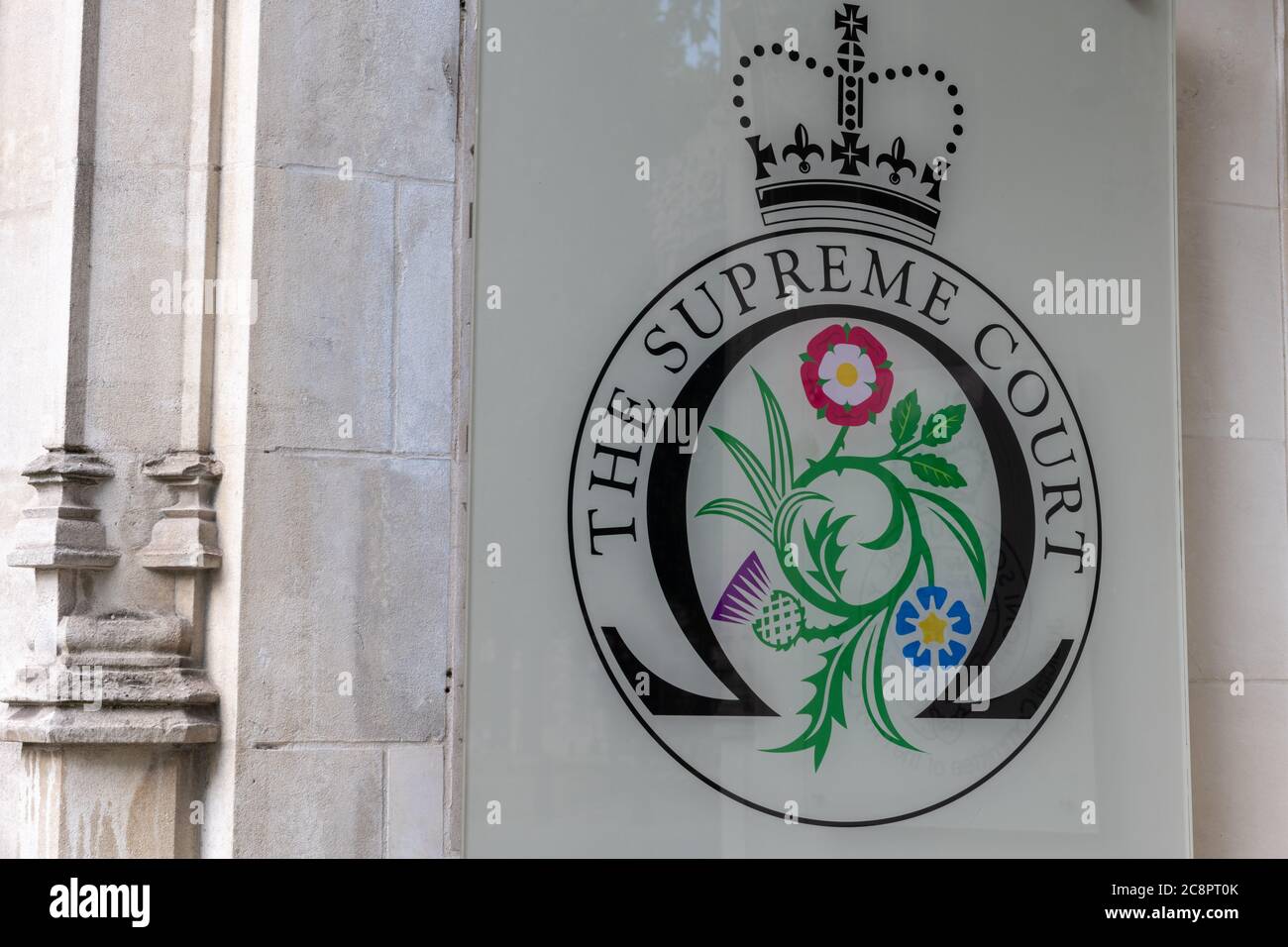 The Supreme Court located by Parliament Square in the City of Westminster. It is the final court of appeal for civil and criminal cases. Stock Photo