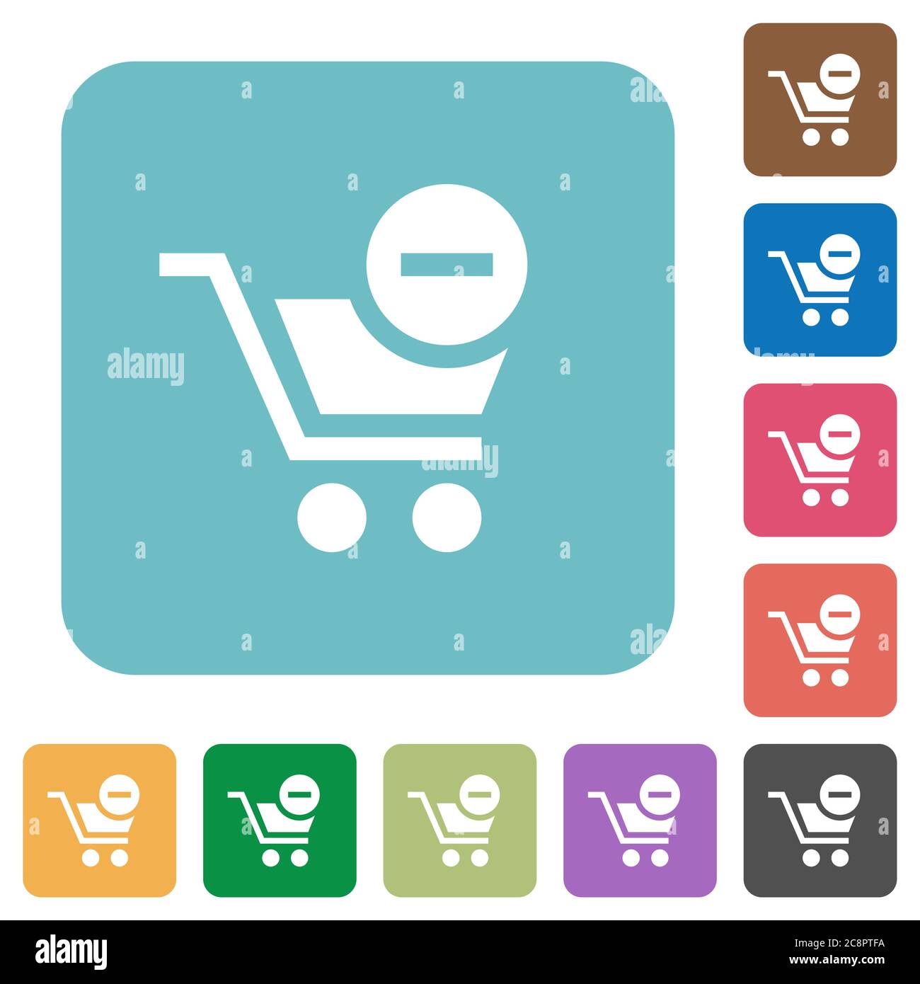 Flat remove from cart icons on rounded square color backgrounds Stock ...