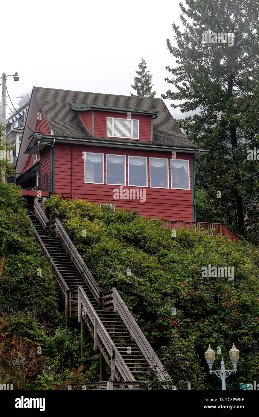 Traditional architecture of houses on Ketchikan, Alaska, the salmon