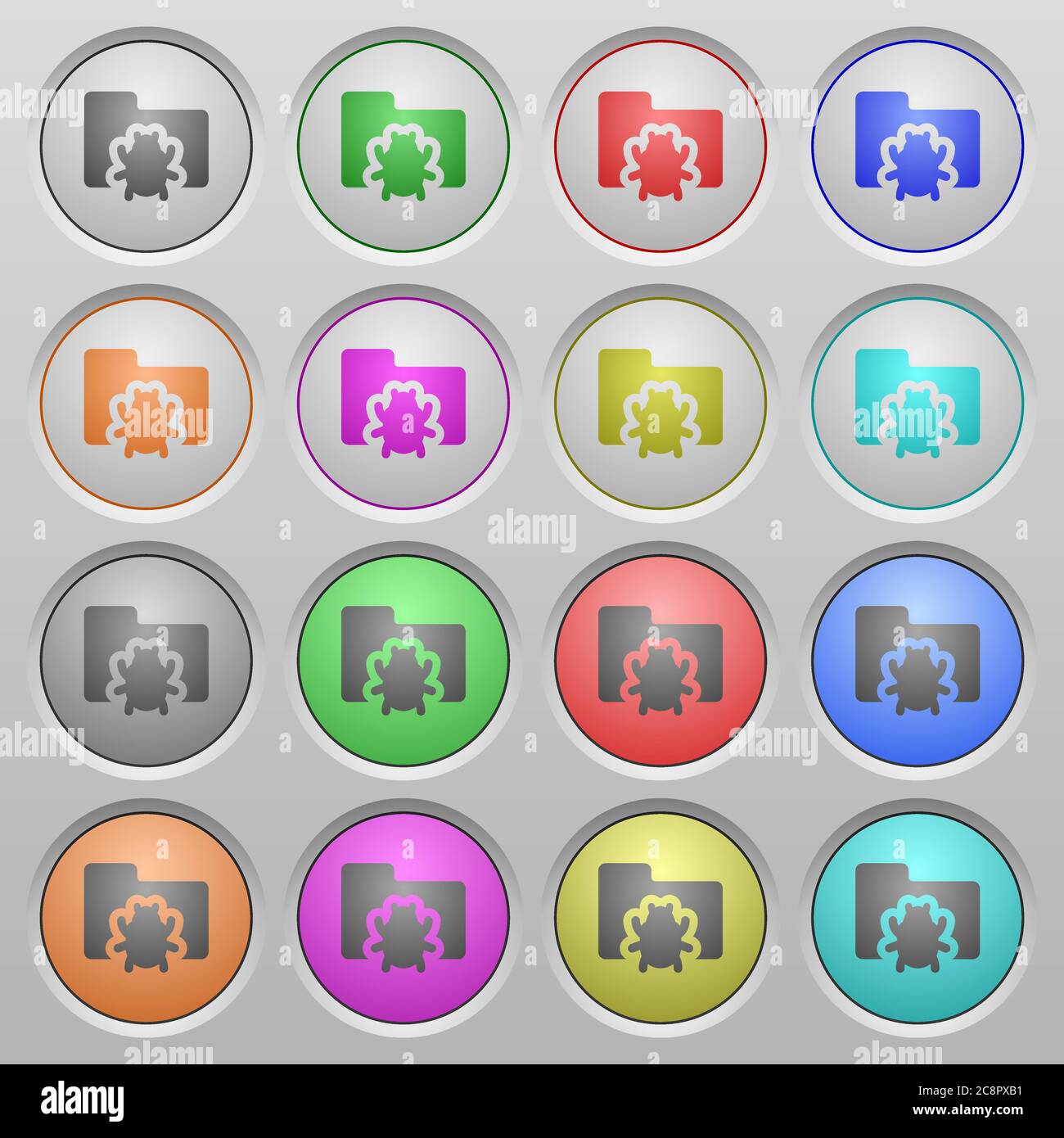 Set of bug folder plastic sunk spherical buttons. Stock Vector