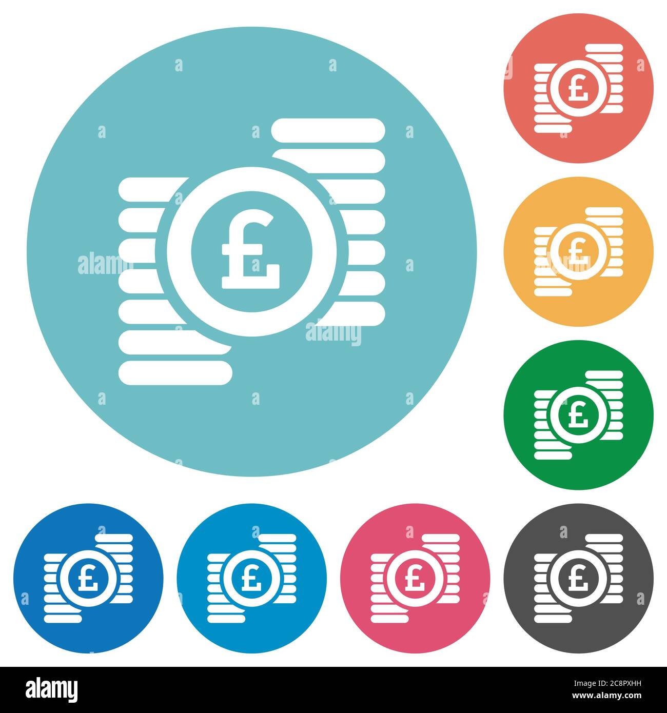 Flat pound coins icon set on round color background Stock Vector Image ...