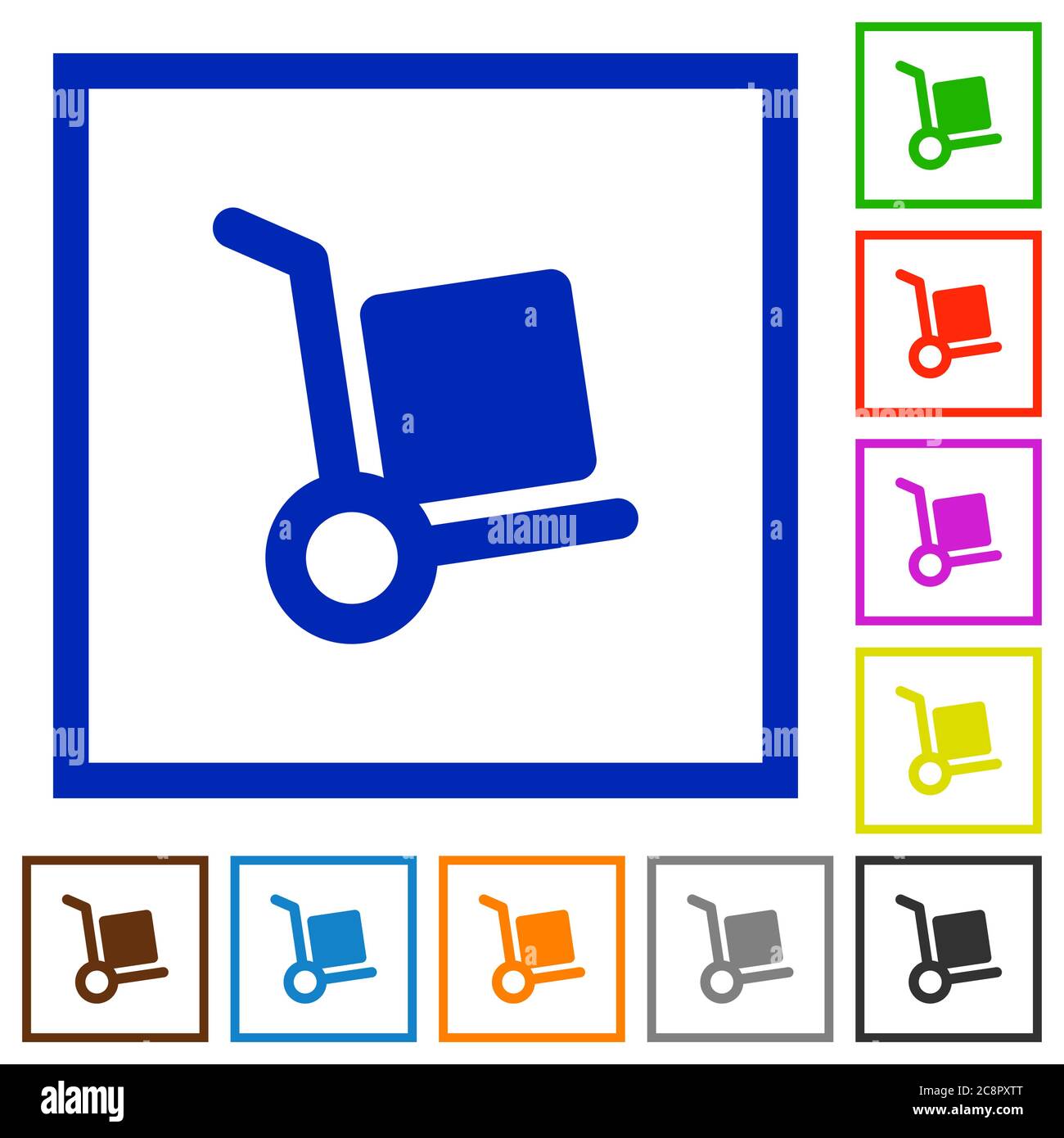 Set of color square framed Parcel delivery flat icons Stock Vector ...
