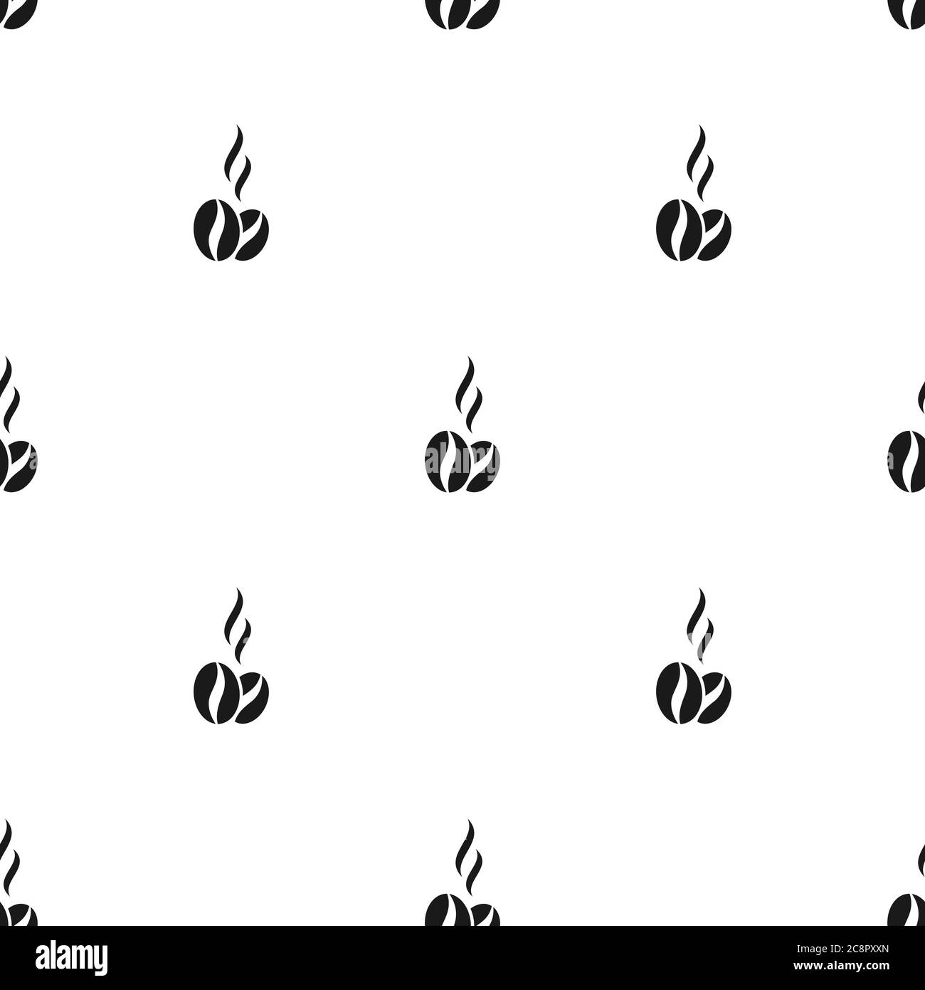 seamless pattern with coffee beans on white background. Flat vector ...