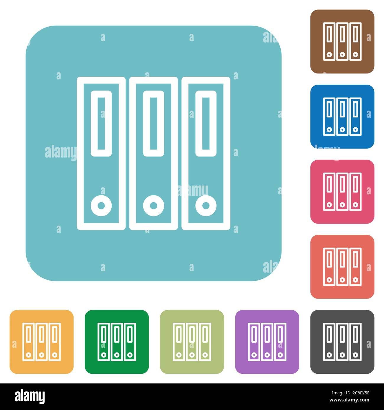 Flat binders icons on rounded square color backgrounds Stock Vector ...
