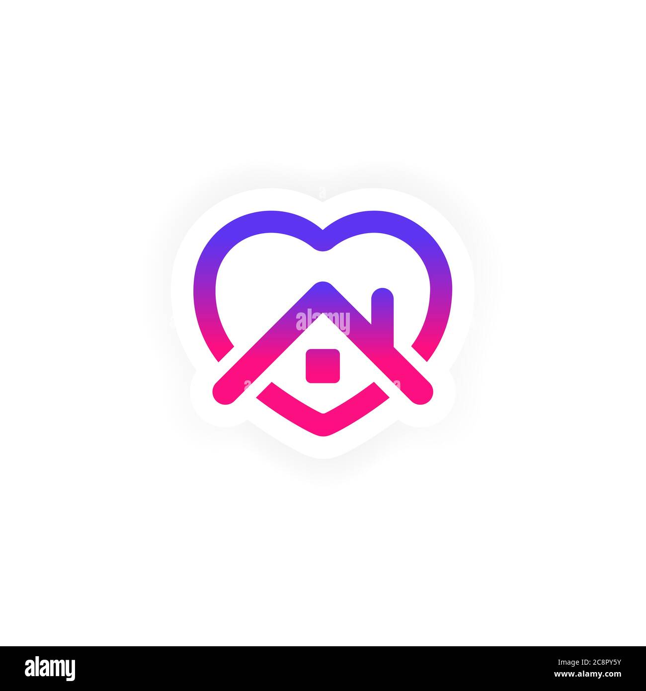 Stay home, heart, home sticker symbol. Vector on isolated white