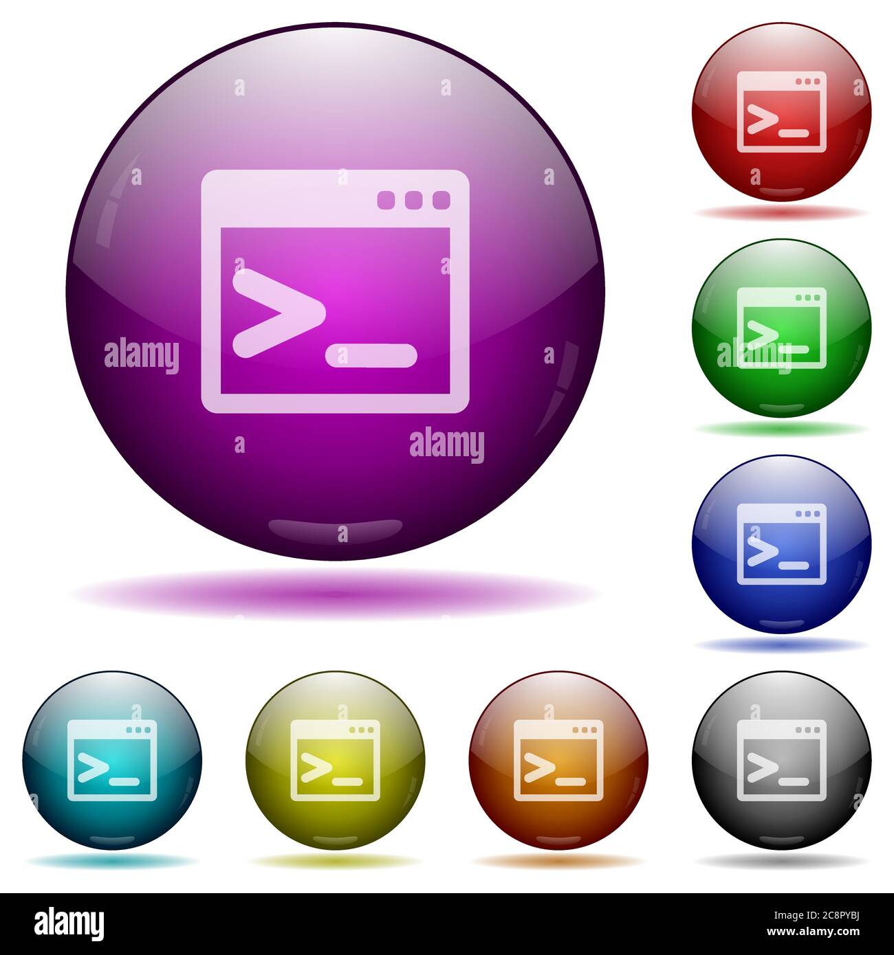 Command Button Backgrounds Set of color Command prompt glass sphere buttons with shadows Stock ...