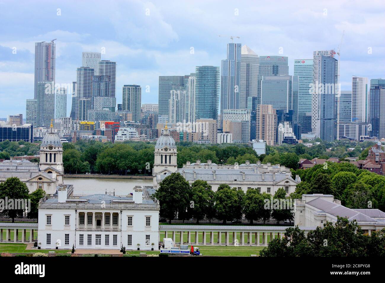 London skyline from Greenwich Park, London, England, United Kingdom Stock Photo