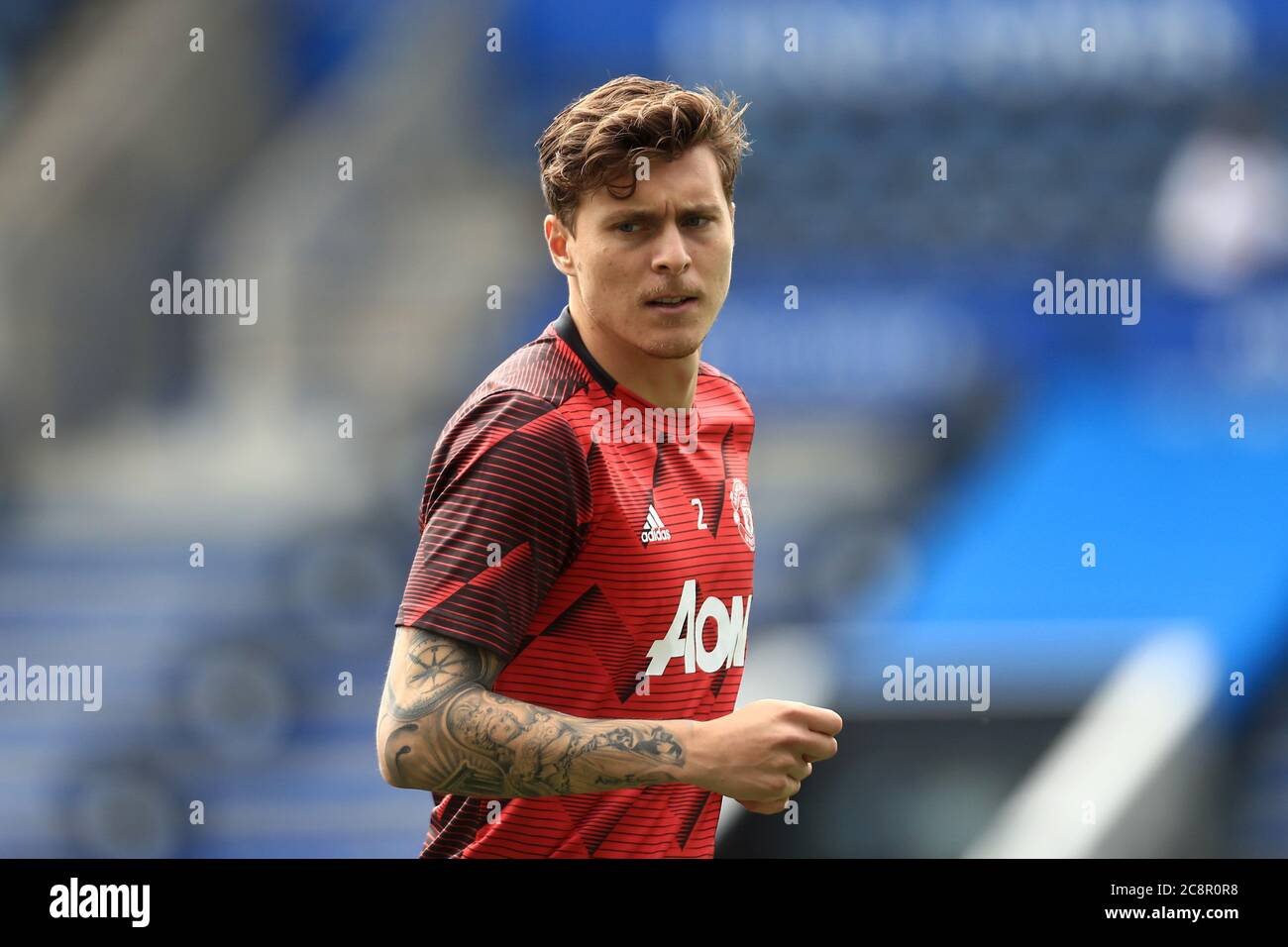 LEICESTER, UK. JUL 26TH Victor Lindelof of Manchester United during the Premier League match between Leicester City and Manchester United at the King Power Stadium, Leicester on Sunday 26th July 2020. (Credit: Leila Coker | MI News) Credit: MI News & Sport /Alamy Live News Stock Photo