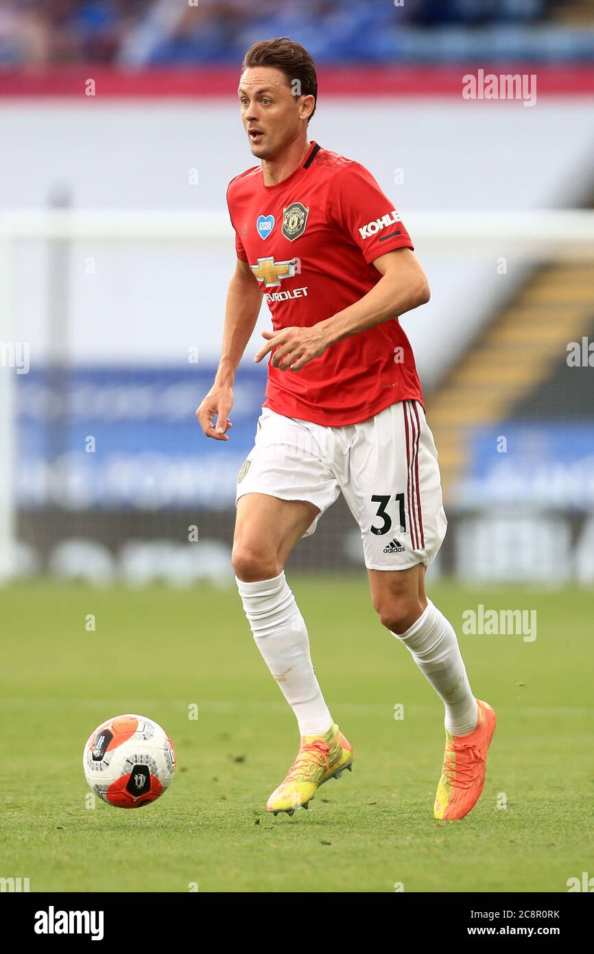 LEICESTER, UK. JUL 26TH Nemanja Matic of Manchester United during the Premier League match between Leicester City and Manchester United at the King Power Stadium, Leicester on Sunday 26th July 2020. (Credit: Leila Coker | MI News) Credit: MI News & Sport /Alamy Live News Stock Photo