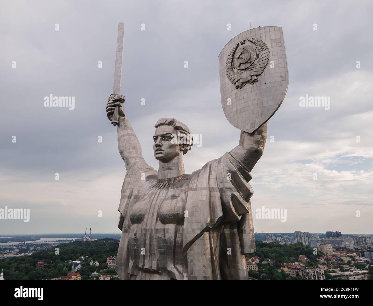 Historical monument of Ukraine : Motherland Monument in Kyiv Stock Photo