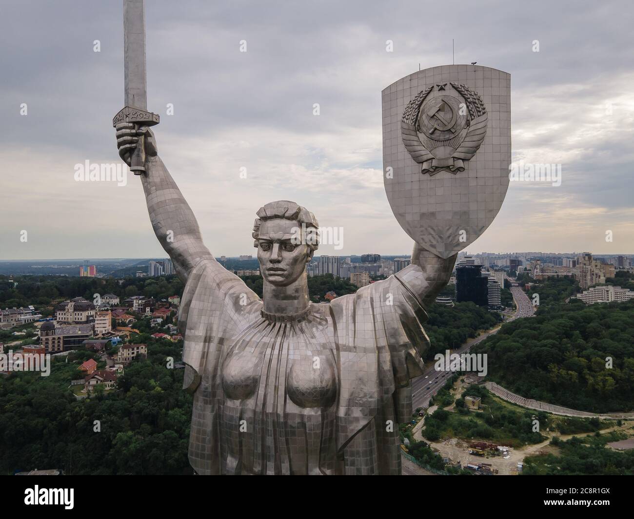 Historical monument of Ukraine : Motherland Monument in Kyiv Stock Photo