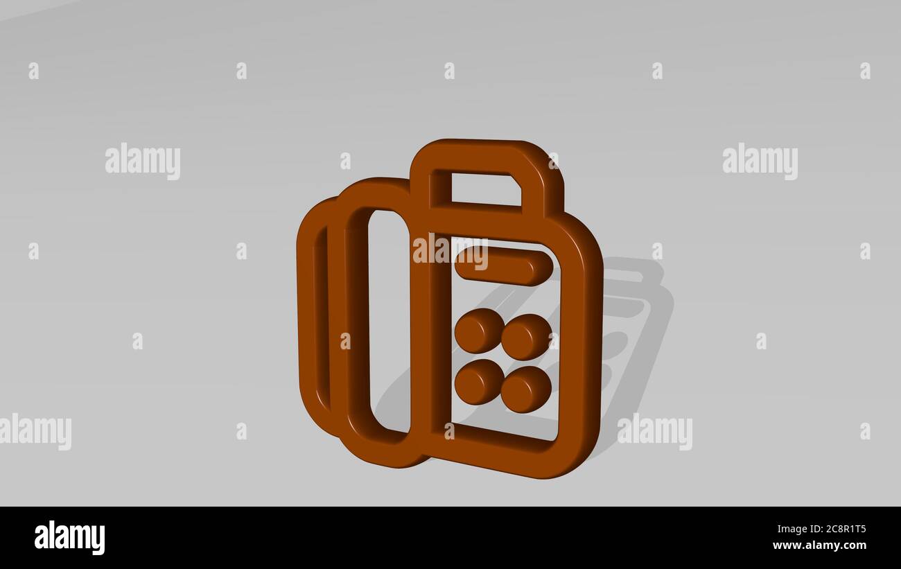 ANSWER MACHINE PAPER stand with shadow. 3D illustration of metallic ...