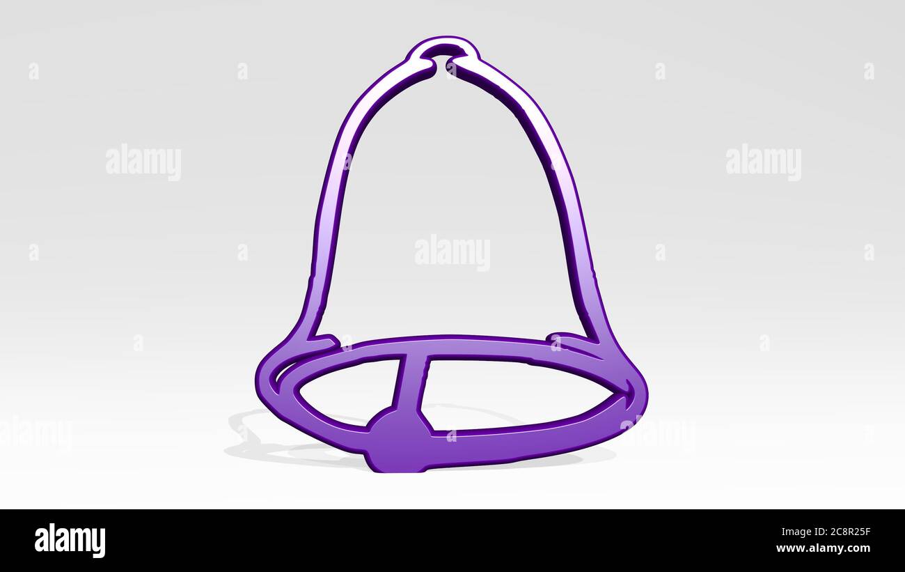 Bell Shadow Image BELL made by 3D illustration of a shiny metallic sculpture with the ...