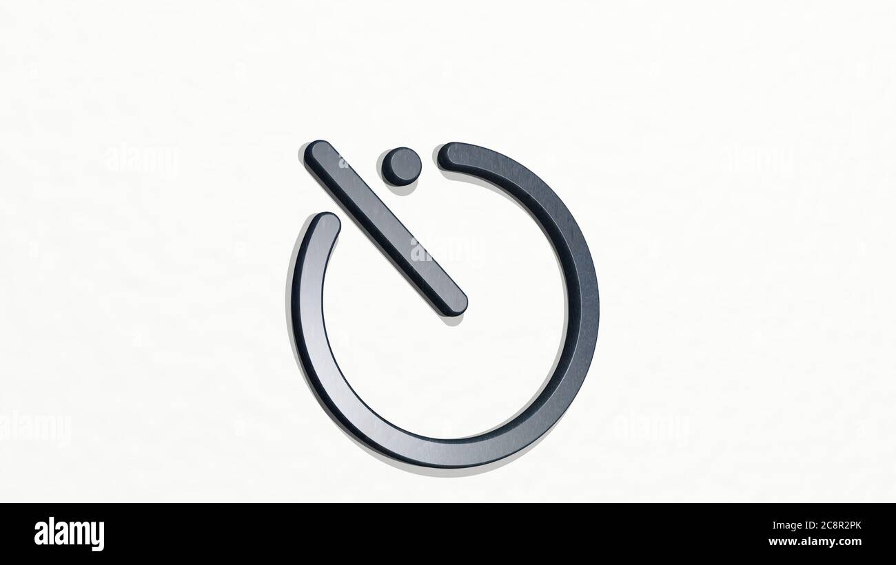 TIMER on the wall. 3D illustration of metallic sculpture over a white ...