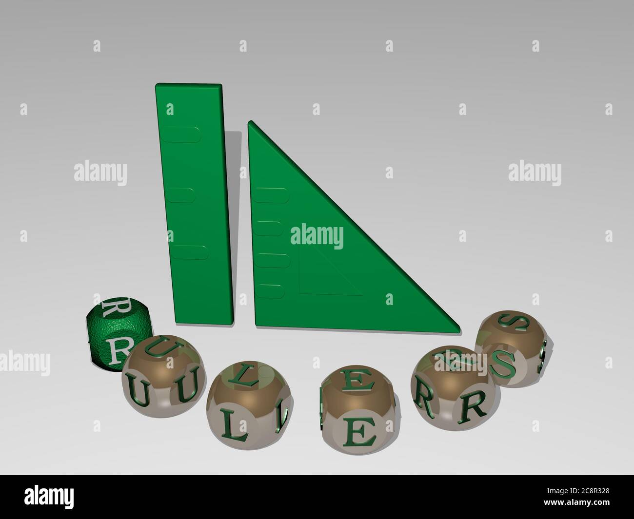 3D graphical image of RULERS vertically along with text built around ...