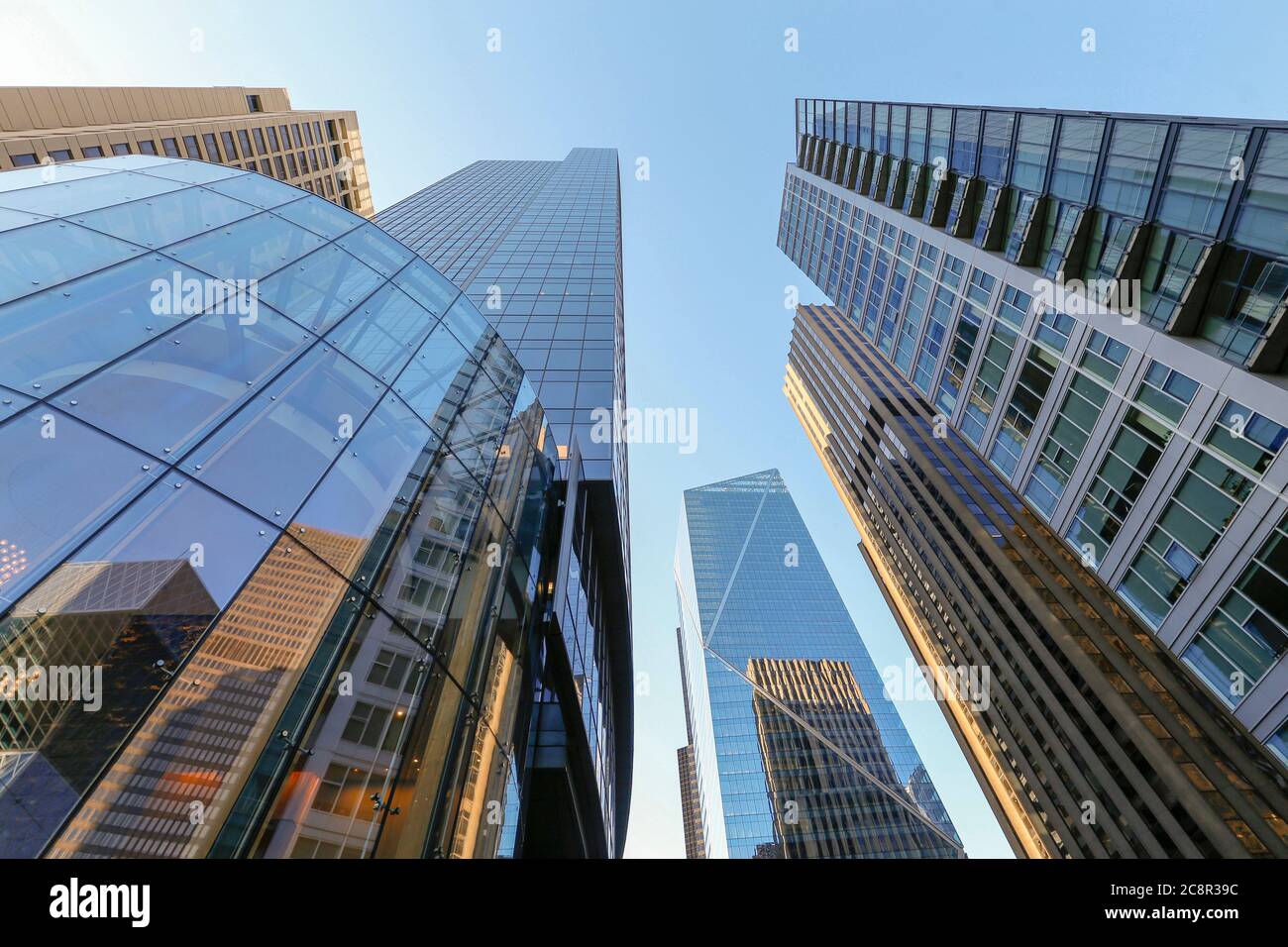 Modern buildings on downtown of Seattle, Washington, USA, viewed from low angle Stock Photo