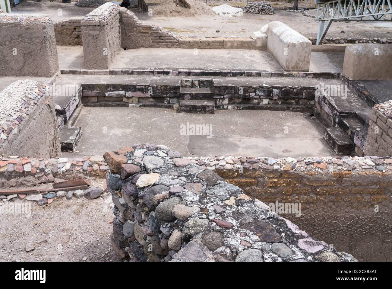 This sub-palace in Structure 195 was the living quarters for the family of the ruler or coqui in the ruins of the pre-Hispanic Zapotec city of Lambity Stock Photo