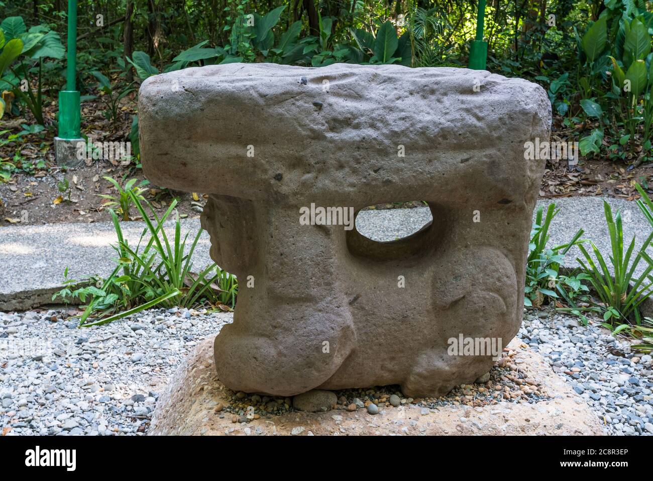Altar 59, the Were-Jaguar, from the Olmec ruins of La Venta. Preclassic Period (700-400 B.C.).  La Venta Museum, Villahermosa, Mexico. Stock Photo