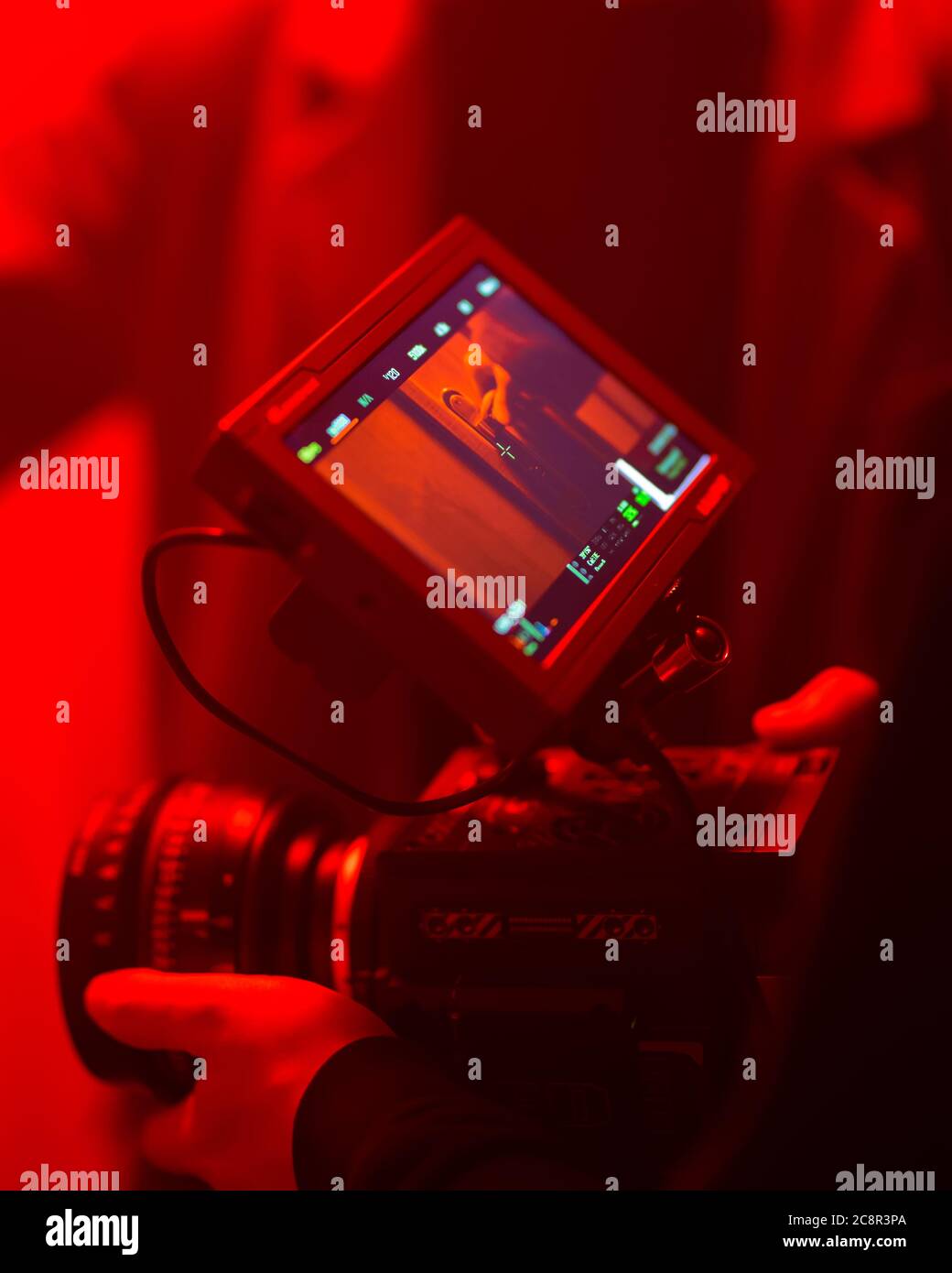 Behind the scene of video camera recording. Videography. Filming. The