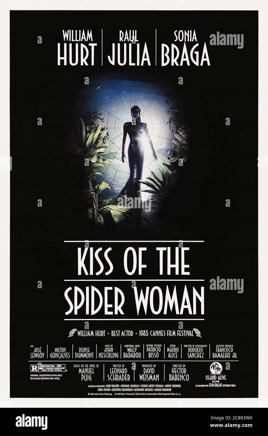 Kiss of the Spider Woman (1985) directed by Hector Babenco and starring William Hurt, Raul Julia and Sônia Braga. Adaptation of Manuel Puig's novel about 2 prisoners sharing a cell in Brazil, one a revolutionary and the other a homosexual. Stock Photo