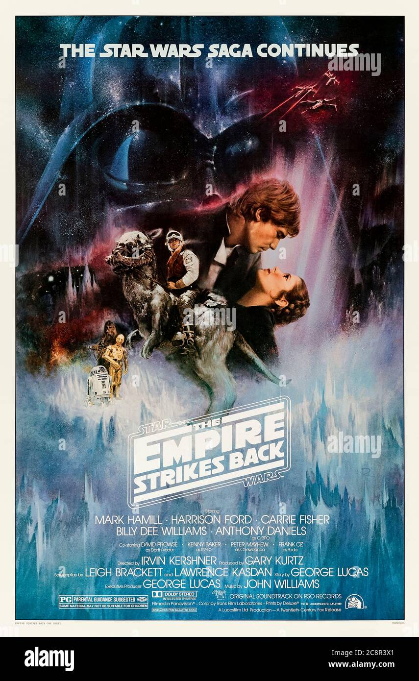 Star Wars: Episode V - The Empire Strikes Back (1980) directed by Irvin Kershner and starring Mark Hamill, Harrison Ford, Carrie Fisher, Billy Dee Williams and Anthony Daniels. The rebellion continues in style with plot twists, special effects and the introduction of numerous much-loved characters. Stock Photo