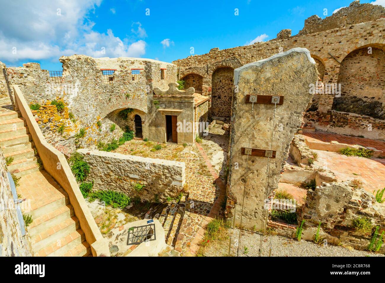 View of ruins from the city walls of Castello del Volterraio or Volterraio  Castle, the oldest fortress on Elba Island, Tuscany, Italy between Stock  Photo - Alamy