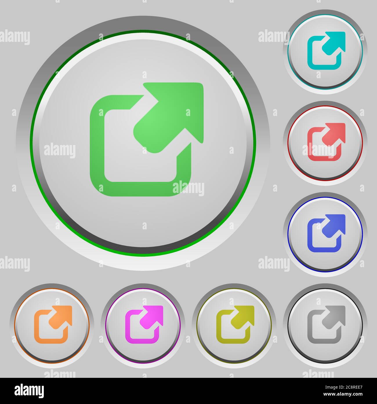 Set of color Export sunk push buttons. Stock Vector