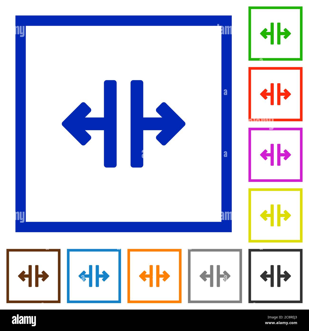 Set of color square framed Vertical split flat icons Stock Vector