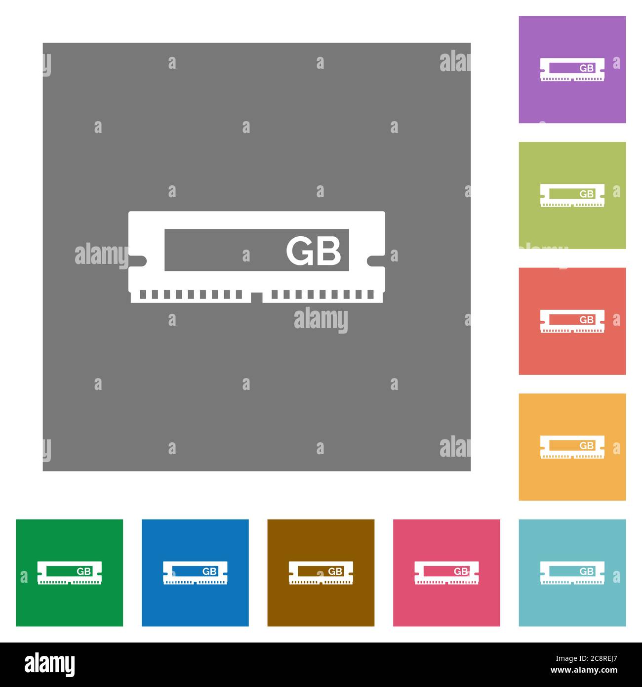 RAM module flat icon set on color square background Stock Vector Image ...