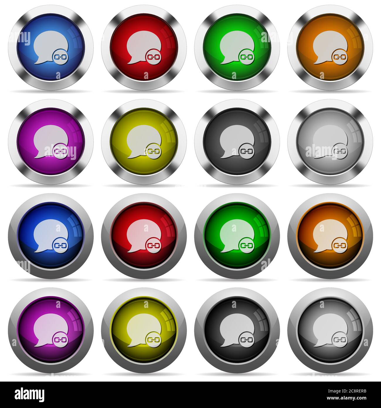 Set of Blog comment attachment glossy web buttons. Arranged layer structure. Stock Vector