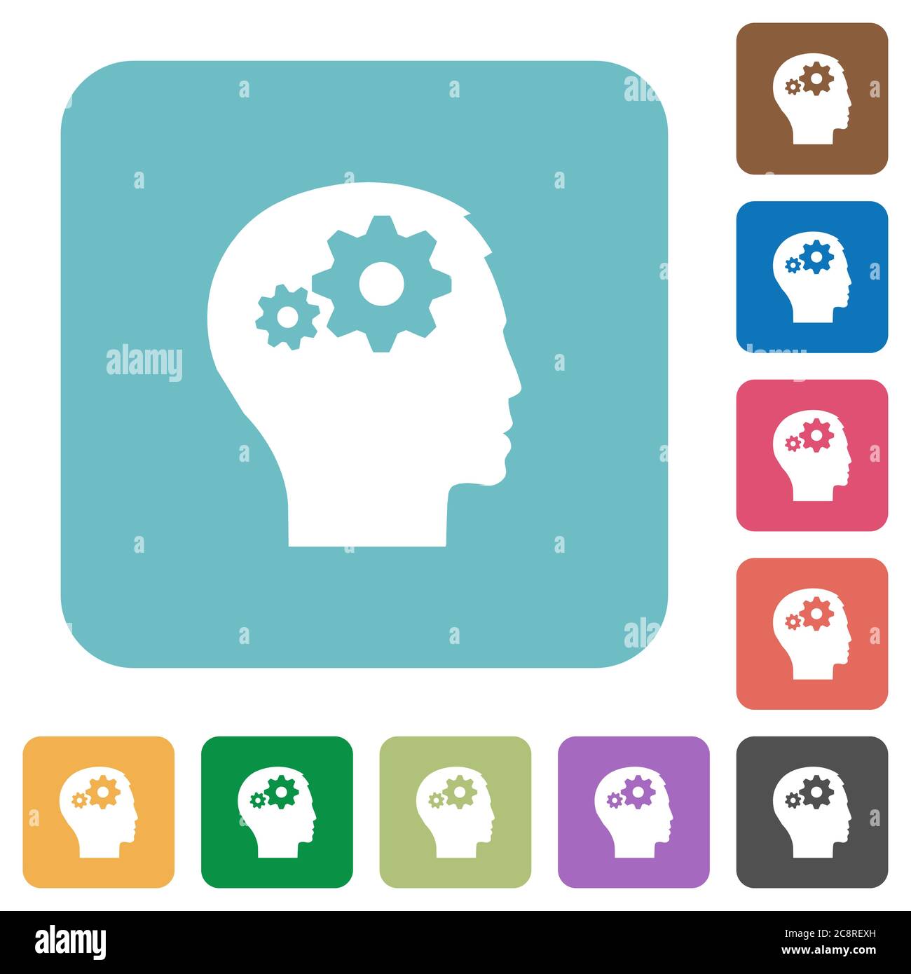 Flat user settings icons on rounded square color backgrounds Stock ...