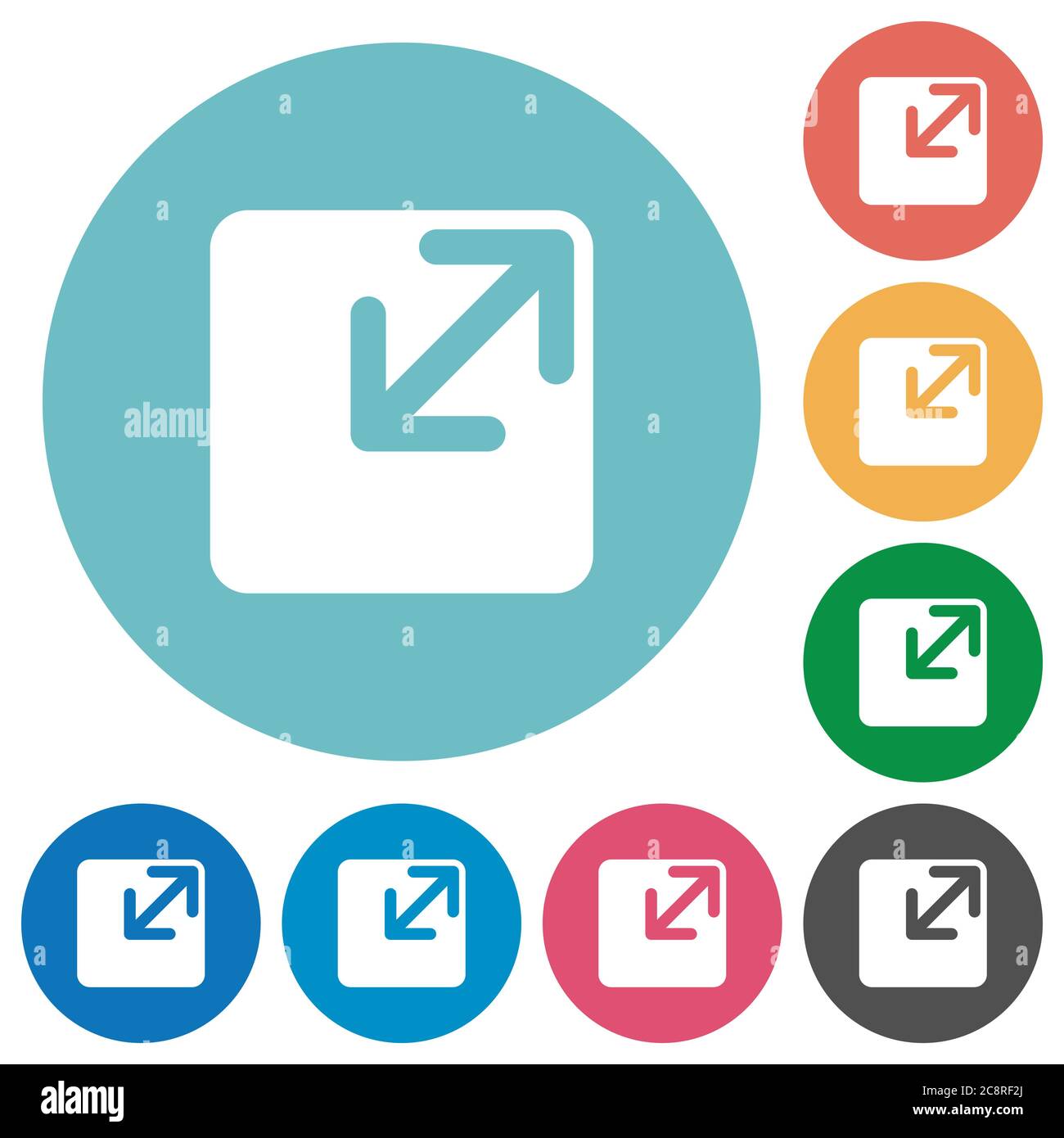 Flat resize window icon set on round color background Stock Vector ...