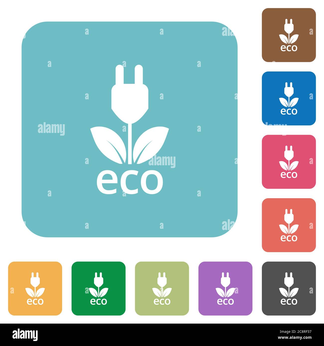 Flat eco energy icons on rounded square color backgrounds Stock Vector ...