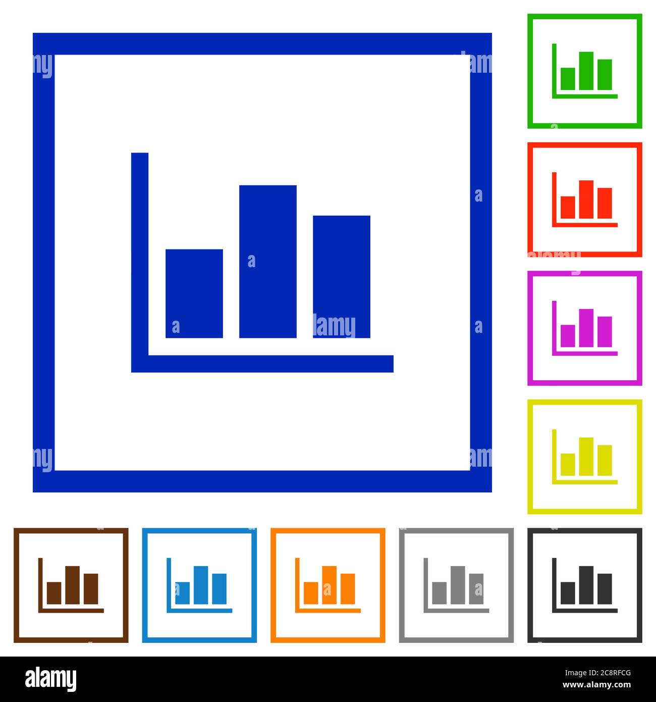 Set of color square framed Statistics flat icons Stock Vector Image ...