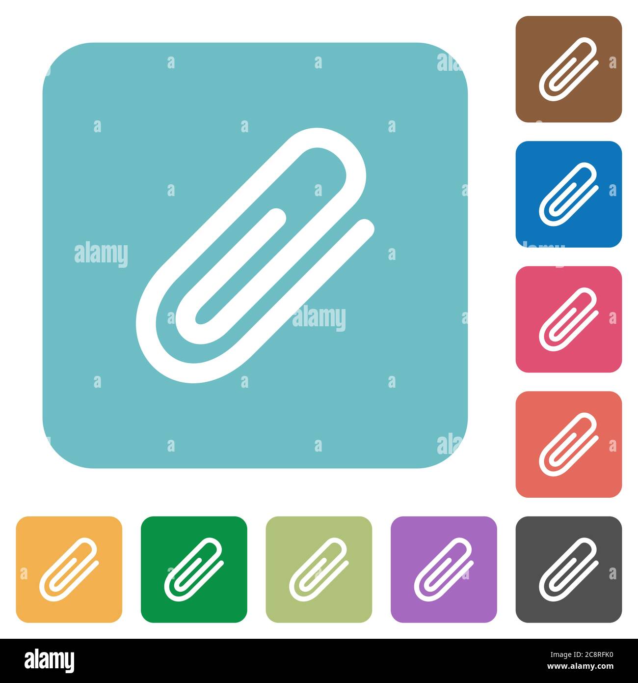 Flat attachment icons on rounded square color backgrounds Stock Vector ...