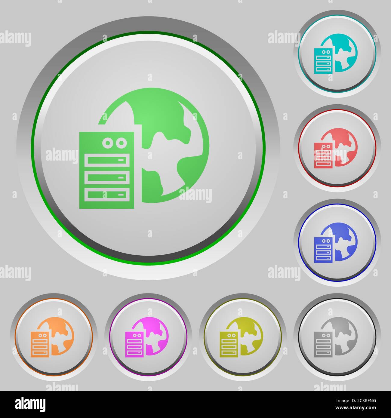 Set of color Web hosting sunk push buttons. Stock Vector
