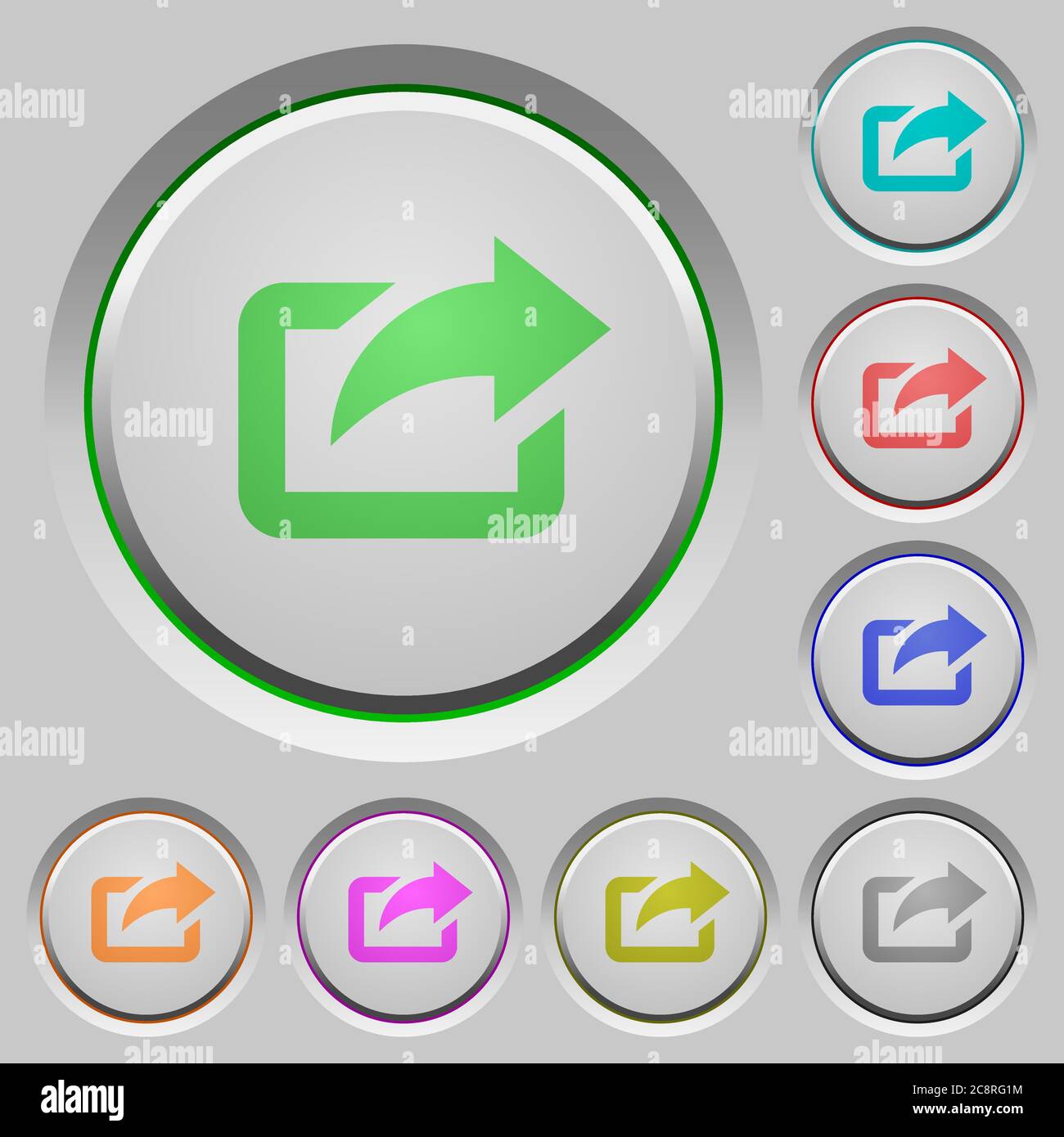 Set of color export sunk push buttons. Stock Vector